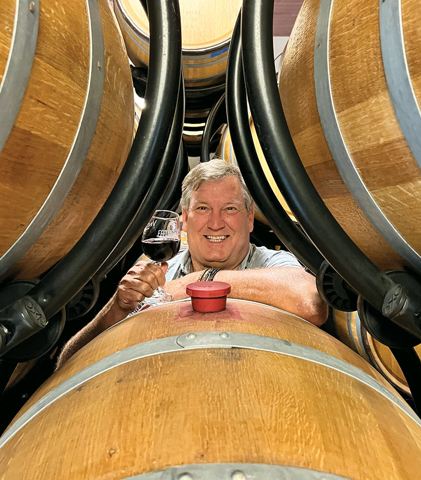 Chris Pearmund in the barrel room at Pearmund Cellars winery